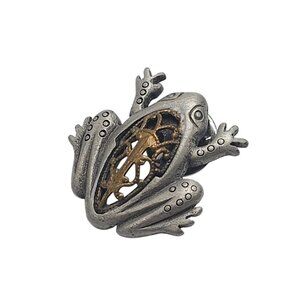 Frog Shaped Openwork Pewter Bronze Colored Metal Lapel Pin Tie Tack